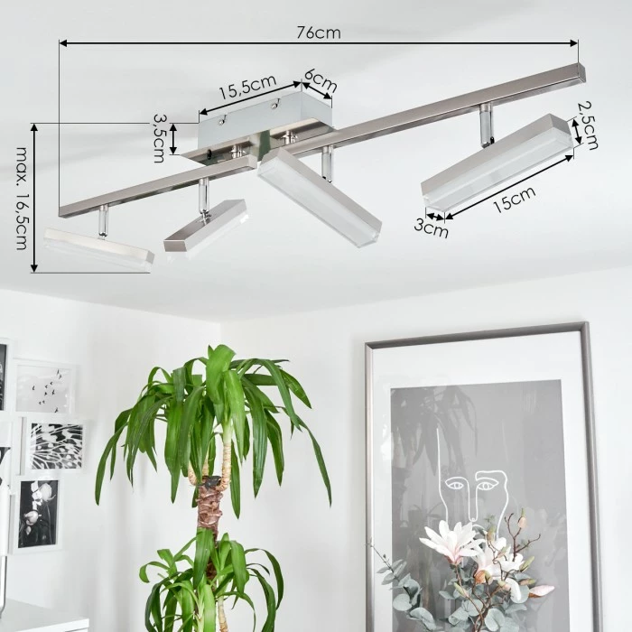 Hofstein Vehkala Deckenleuchte LED Nickel-Matt, Chrom, 4-flammig, Fernbedienung, Farbwechsler – Bild 4