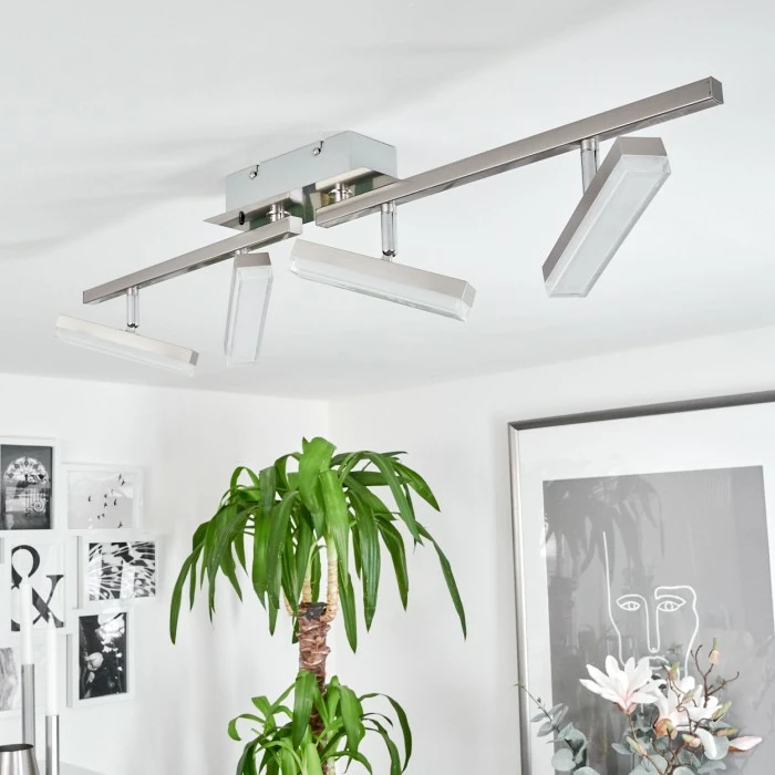 Hofstein Vehkala Deckenleuchte LED Nickel-Matt, Chrom, 4-flammig, Fernbedienung, Farbwechsler – Bild 10