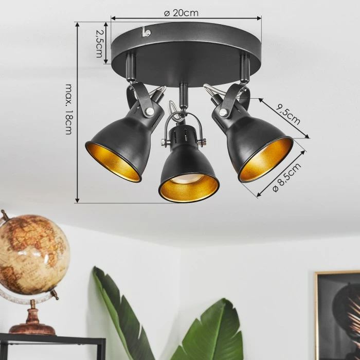 Hofstein Vestola Deckenleuchte LED Chrom, Schwarz, 3-flammig – Bild 4