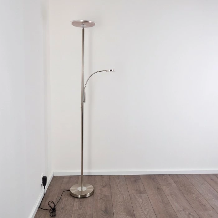 Hofstein Veteli Deckenfluter LED Nickel-Matt, Chrom, 2-flammig – Bild 17