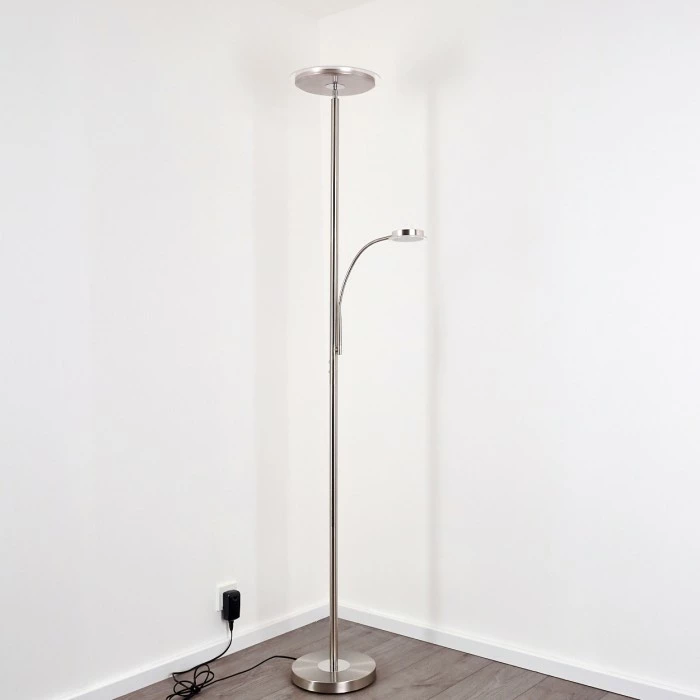 Hofstein Veteli Deckenfluter LED Nickel-Matt, Chrom, 2-flammig – Bild 6