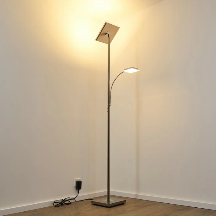 Hofstein Veteli Deckenfluter LED Nickel-Matt, Chrom, 2-flammig – Bild 5