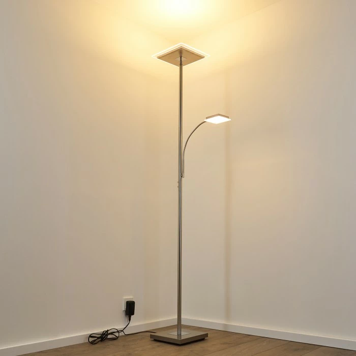 Hofstein Veteli Deckenfluter LED Nickel-Matt, Chrom, 2-flammig – Bild 7