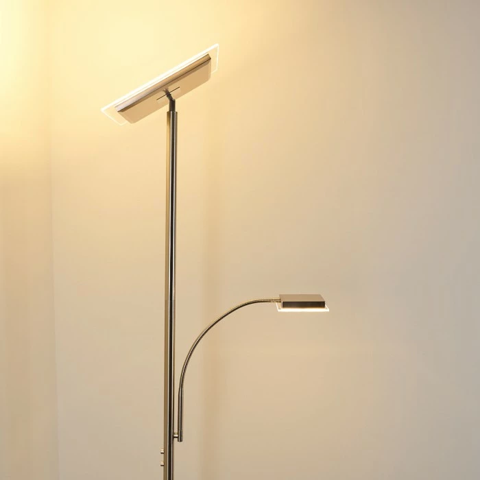 Hofstein Veteli Deckenfluter LED Nickel-Matt, Chrom, 2-flammig – Bild 10