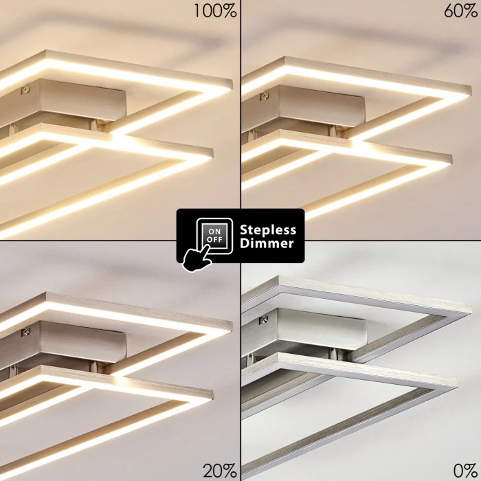 Hofstein Veyrier Deckenleuchte LED Stahl gebürstet, 2-flammig – Bild 3