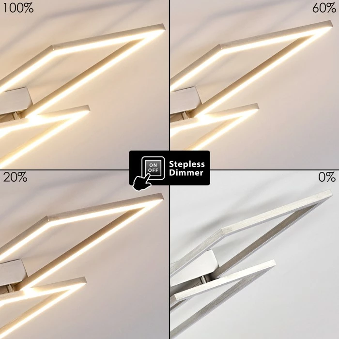 Hofstein Veyrier Deckenleuchte LED Stahl gebürstet, 2-flammig – Bild 3