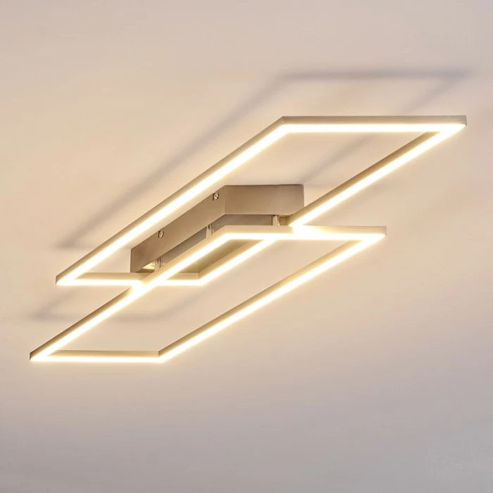 Hofstein Veyrier Deckenleuchte LED Stahl gebürstet, 2-flammig – Bild 4