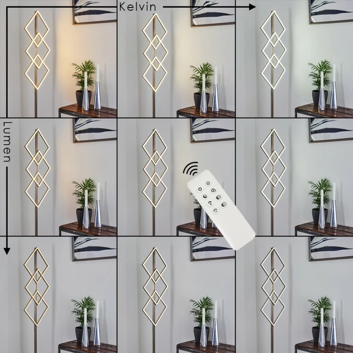 Hofstein Veyrier Stehleuchte LED Nickel-Matt, 3-flammig, Fernbedienung – Bild 2