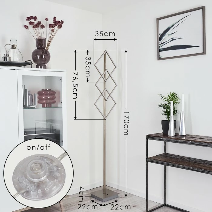 Hofstein Veyrier Stehleuchte LED Nickel-Matt, 3-flammig, Fernbedienung – Bild 4