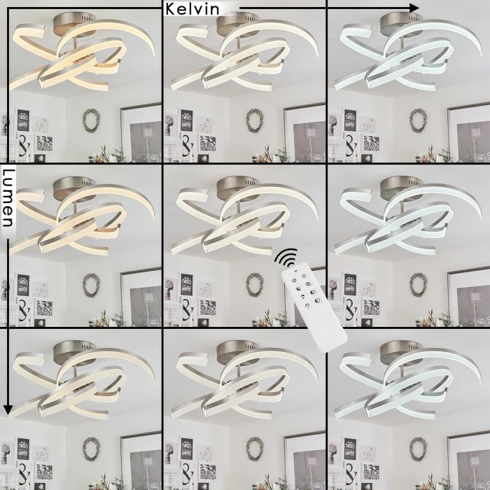 Hofstein Vignats Deckenleuchte LED Nickel-Matt, 4-flammig, Fernbedienung – Bild 2