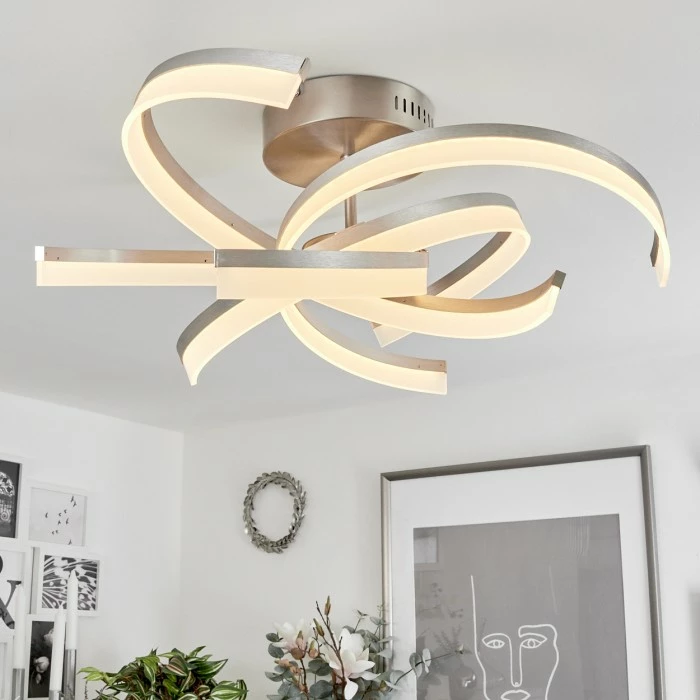 Hofstein Vignats Deckenleuchte LED Nickel-Matt, 4-flammig, Fernbedienung – Bild 9