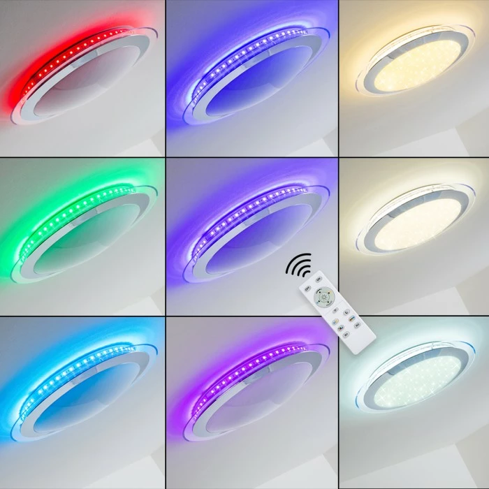 Hofstein Vittangi Deckenleuchte LED Chrom, 1-flammig, Fernbedienung, Farbwechsler – Bild 2