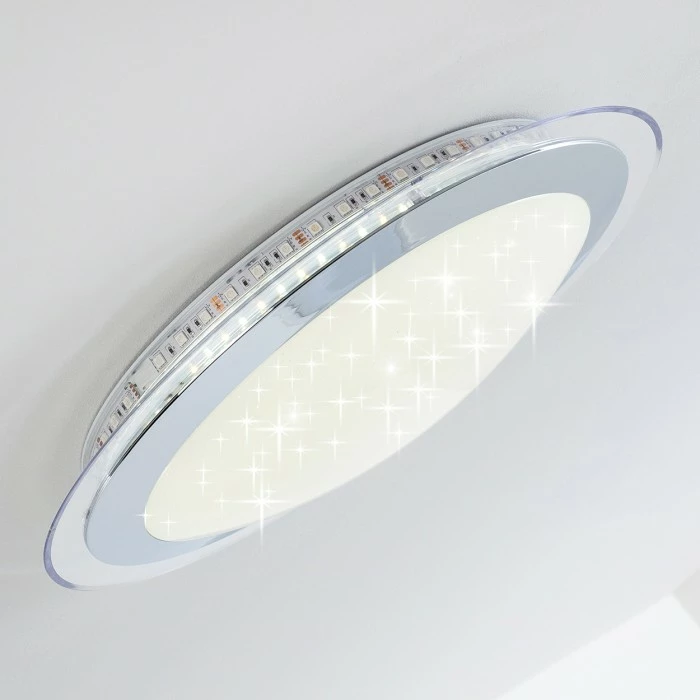 Hofstein Vittangi Deckenleuchte LED Chrom, 1-flammig, Fernbedienung, Farbwechsler – Bild 12