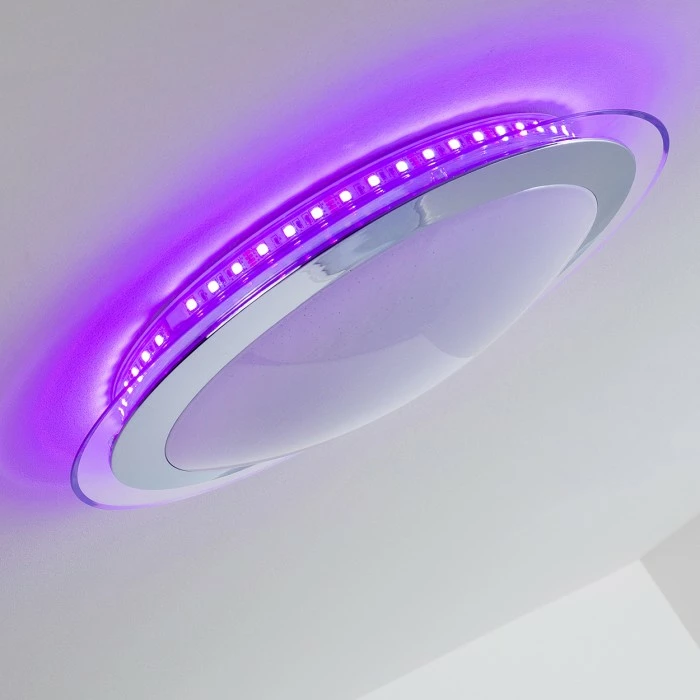 Hofstein Vittangi Deckenleuchte LED Chrom, 1-flammig, Fernbedienung, Farbwechsler – Bild 13