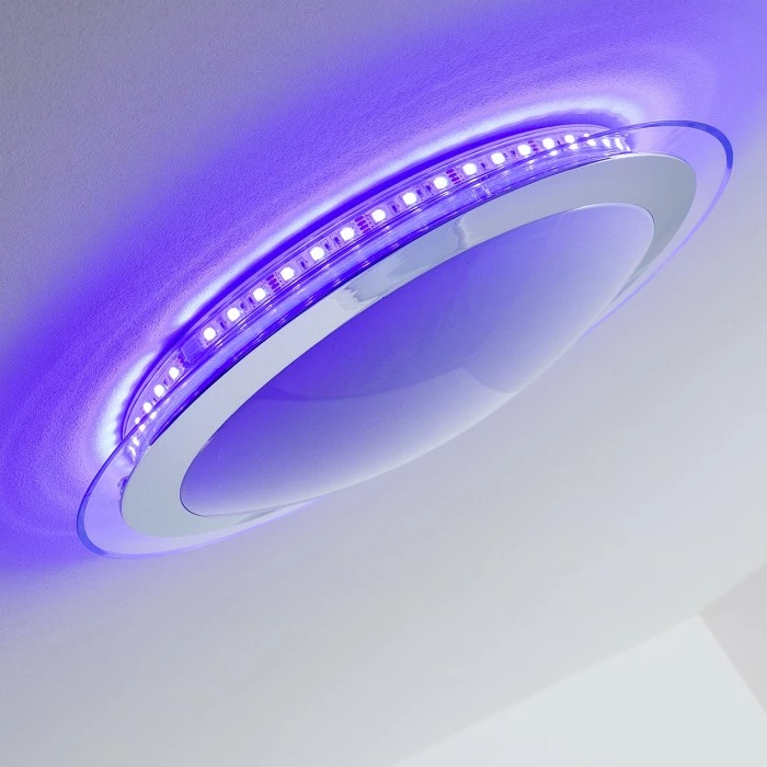 Hofstein Vittangi Deckenleuchte LED Chrom, 1-flammig, Fernbedienung, Farbwechsler – Bild 14