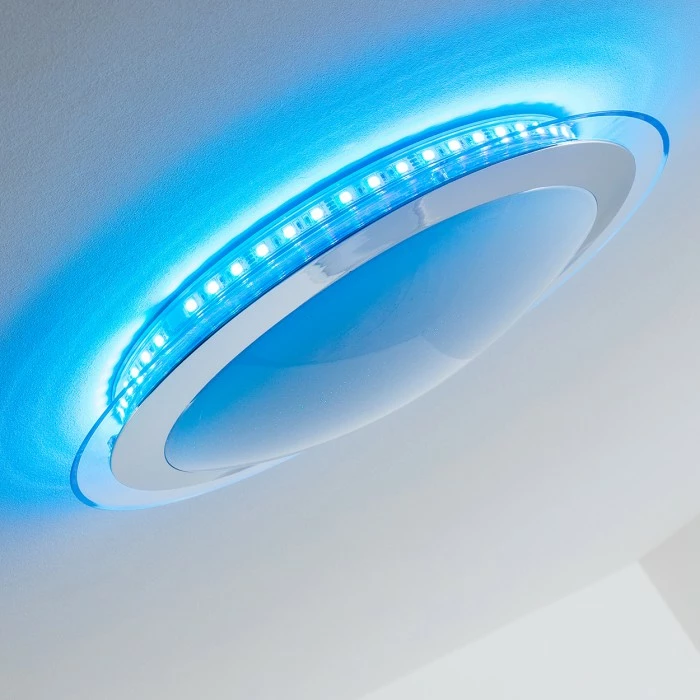 Hofstein Vittangi Deckenleuchte LED Chrom, 1-flammig, Fernbedienung, Farbwechsler – Bild 16