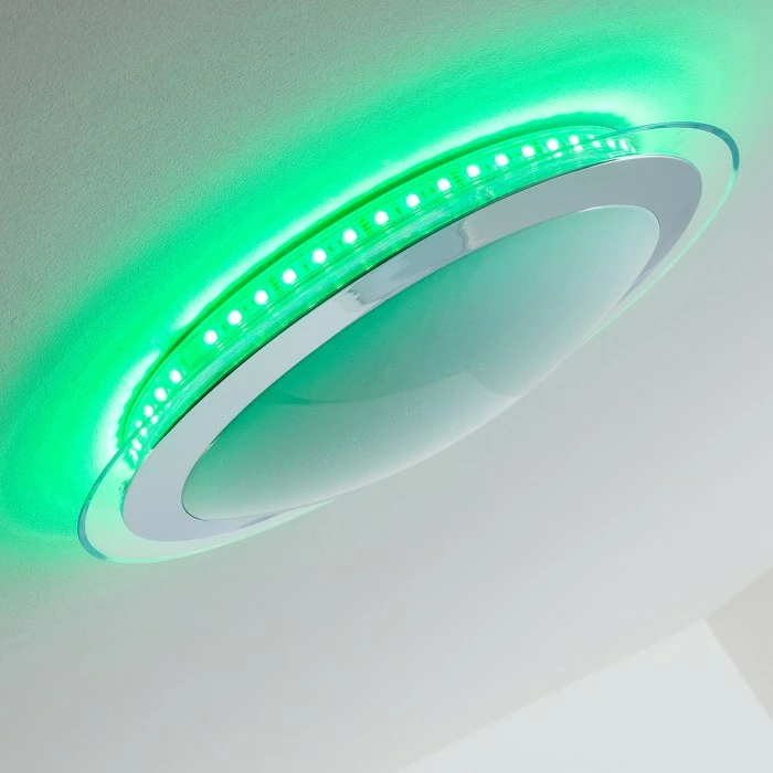 Hofstein Vittangi Deckenleuchte LED Chrom, 1-flammig, Fernbedienung, Farbwechsler – Bild 17