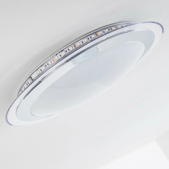 Hofstein Vittangi Deckenleuchte LED Chrom, 1-flammig, Fernbedienung, Farbwechsler – Bild 20