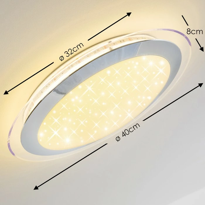 Hofstein Vittangi Deckenleuchte LED Chrom, 1-flammig, Fernbedienung, Farbwechsler – Bild 3