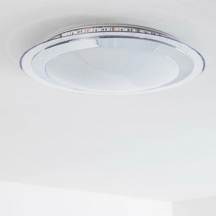 Hofstein Vittangi Deckenleuchte LED Chrom, 1-flammig, Fernbedienung, Farbwechsler – Bild 21