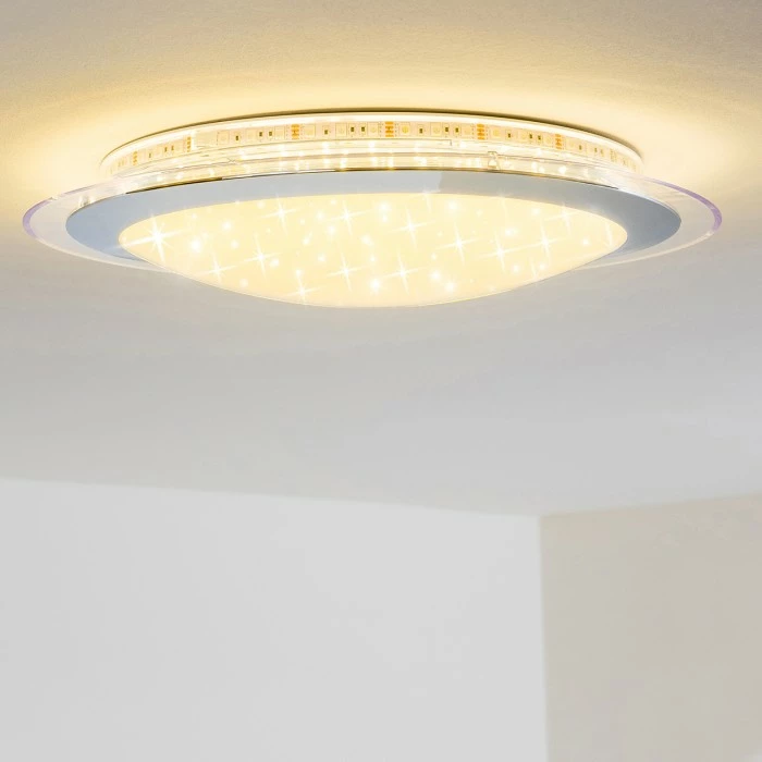 Hofstein Vittangi Deckenleuchte LED Chrom, 1-flammig, Fernbedienung, Farbwechsler – Bild 7