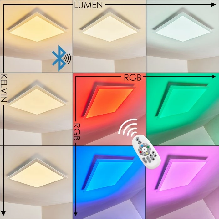 Hofstein Voisines Deckenpanel LED Weiß, 1-flammig, Fernbedienung, Farbwechsler – Bild 4