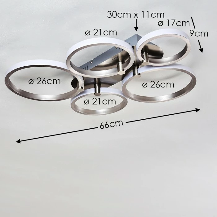 Hofstein Volonne Deckenleuchte LED Silber, 5-flammig – Bild 2