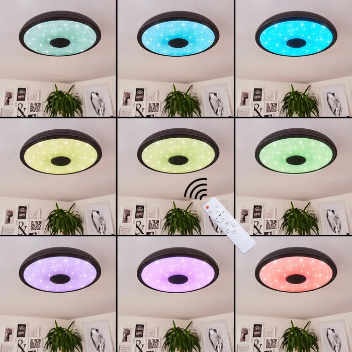 Hofstein Vully Deckenleuchte LED Schwarz, 1-flammig, Fernbedienung, Farbwechsler – Bild 2