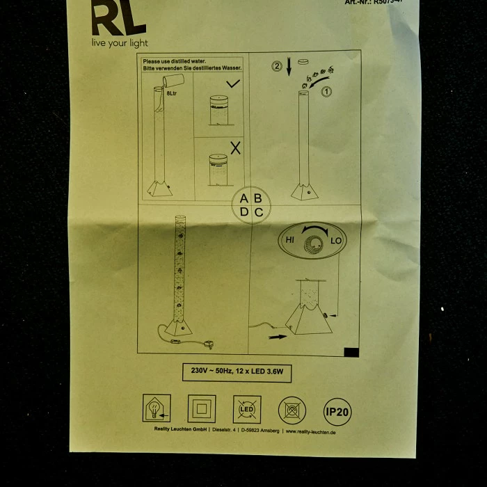 Hofstein Wanas Wassersäule LED Titan, 1-flammig, Farbwechsler – Bild 26