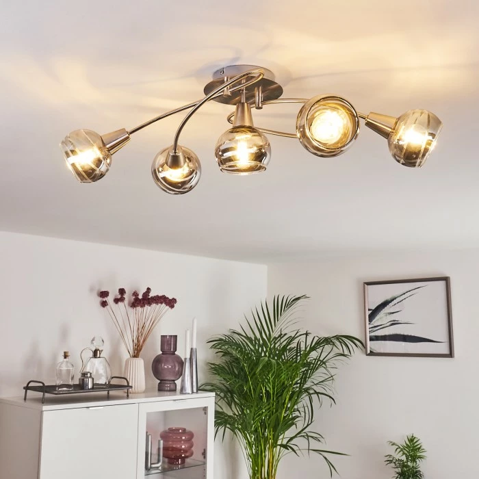 Hofstein Warga Deckenleuchte LED Nickel-Matt, 5-flammig