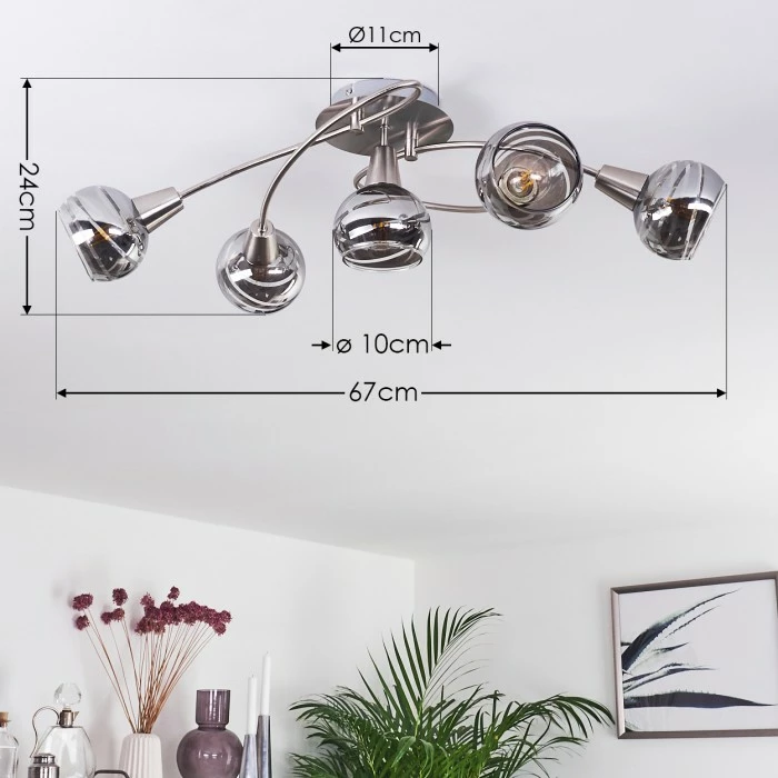 Hofstein Warga Deckenleuchte LED Nickel-Matt, 5-flammig – Bild 4