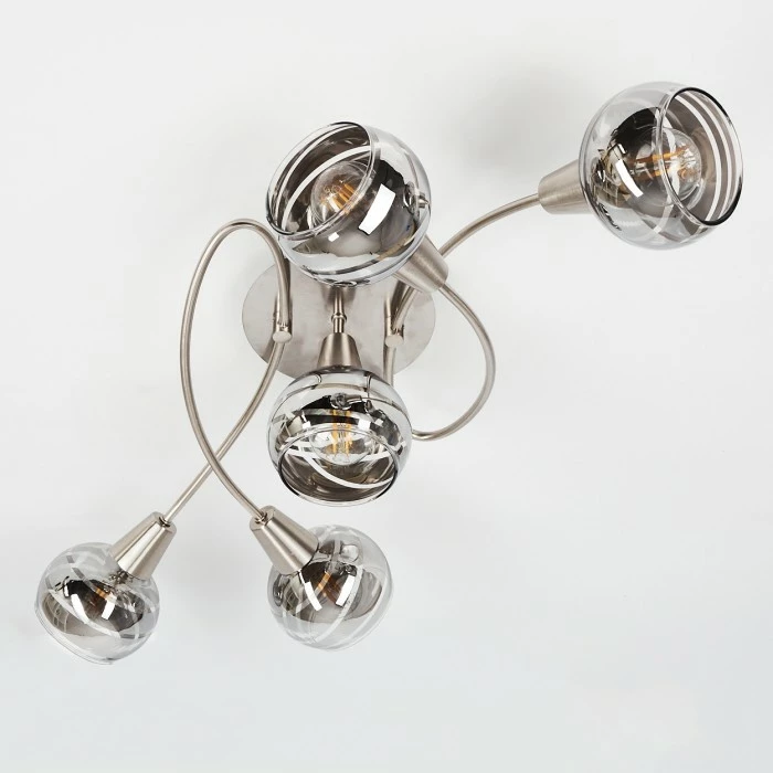 Hofstein Warga Deckenleuchte LED Nickel-Matt, 5-flammig – Bild 7