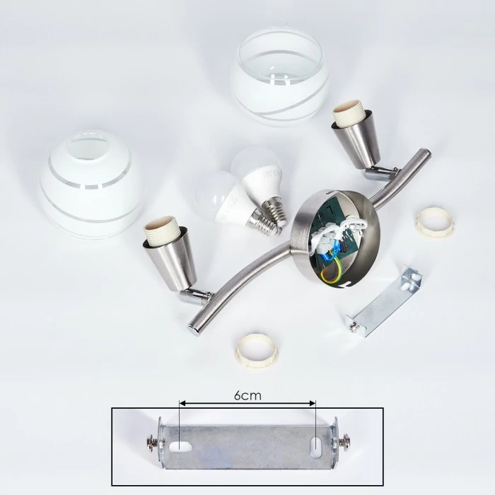 Hofstein Warga Deckenleuchte LED Nickel-Matt, 2-flammig – Bild 5