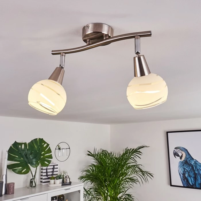 Hofstein Warga Deckenleuchte LED Nickel-Matt, 2-flammig – Bild 9