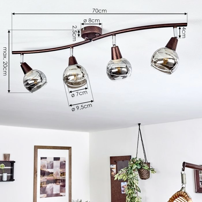 Hofstein Warga Deckenleuchte LED Bronze, 4-flammig – Bild 4