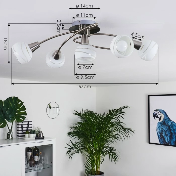 Hofstein Warga Deckenleuchte LED Nickel-Matt, 5-flammig – Bild 4