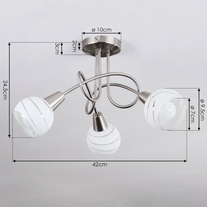 Hofstein Warga Deckenleuchte LED Nickel-Matt, 3-flammig – Bild 4