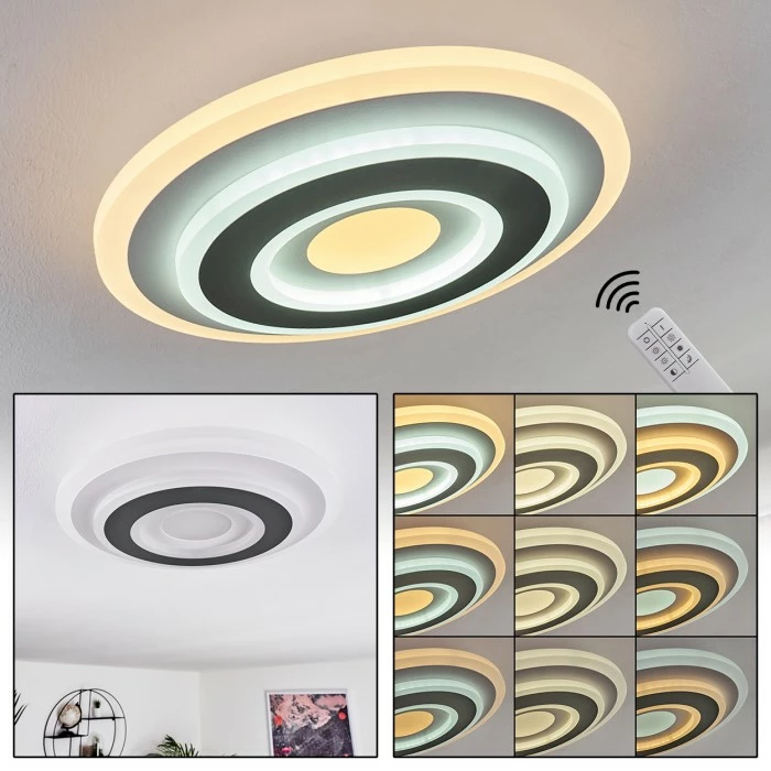 Hofstein Wawo Deckenpanel LED Grau, Weiß, 1-flammig, Fernbedienung