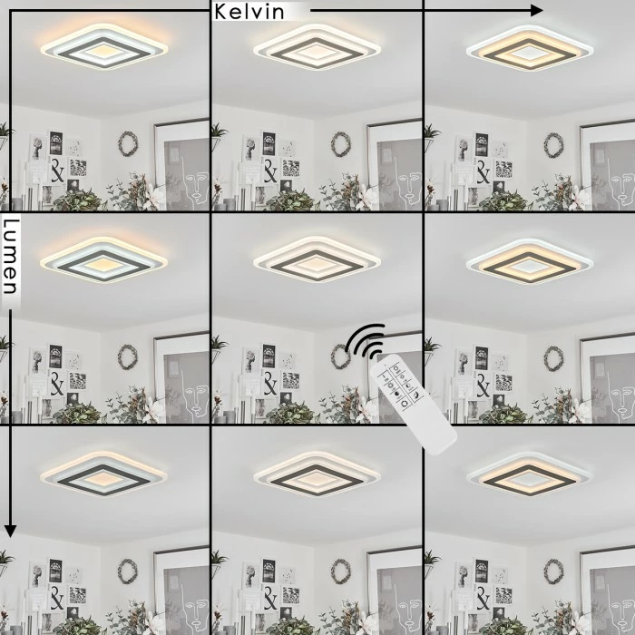Hofstein Wawo Deckenpanel LED Weiß, 1-flammig, Fernbedienung – Bild 2