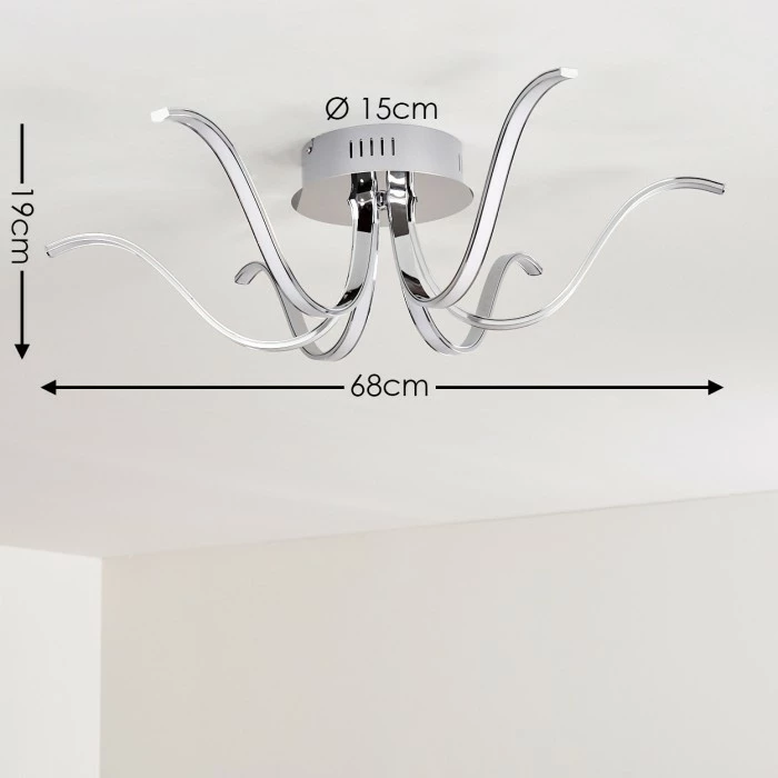 Hofstein Wikon Deckenleuchte LED Chrom, 6-flammig – Bild 2