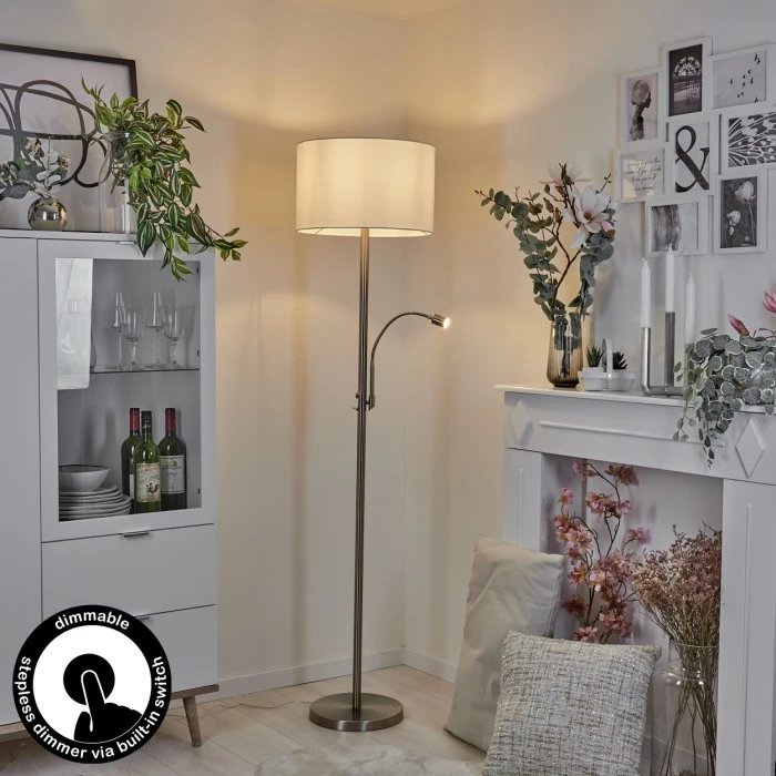 Hofstein Yuruyacu Stehleuchte LED Nickel-Matt, 2-flammig