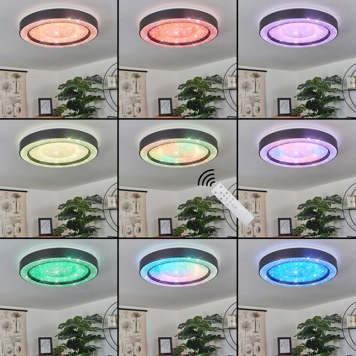 Hofstein Zeballos Deckenleuchte LED Weiß, 1-flammig, Fernbedienung, Farbwechsler – Bild 2