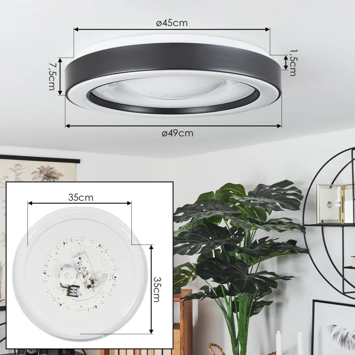 Hofstein Zeballos Deckenleuchte LED Weiß, 1-flammig, Fernbedienung, Farbwechsler – Bild 4