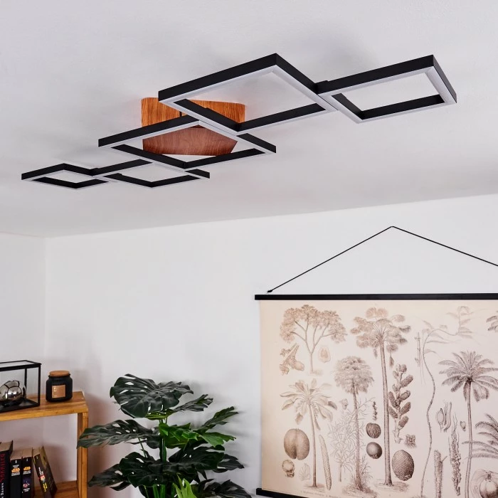 Hofstein Zocca Deckenleuchte LED Braun, Holz dunkel, 1-flammig – Bild 2