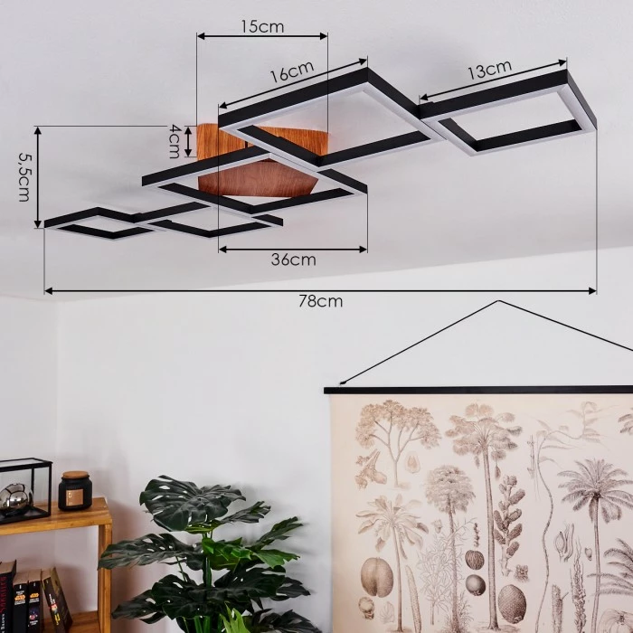 Hofstein Zocca Deckenleuchte LED Braun, Holz dunkel, 1-flammig – Bild 4
